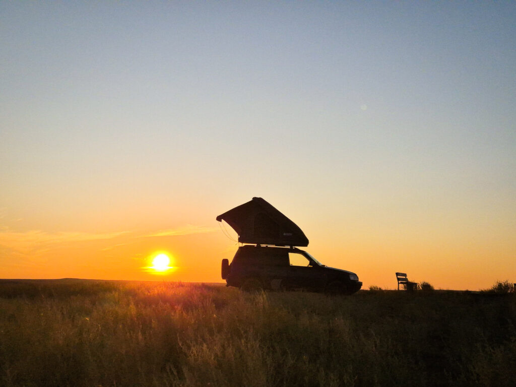 Camping near Zahmanshin meteorite crater, Kazakhstan