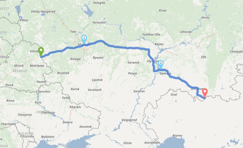 My route through Russia