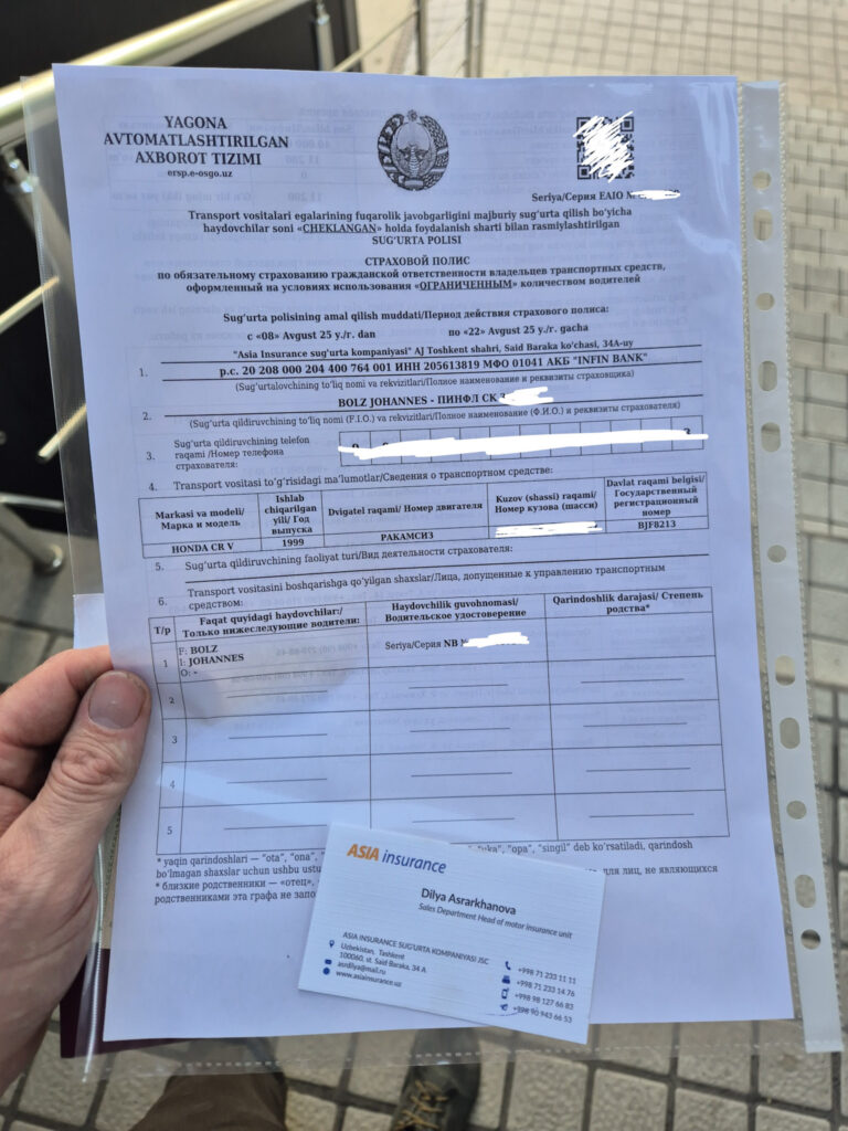 Uzbek car insurance police